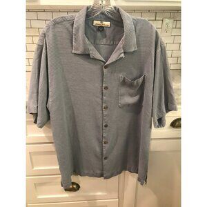 Tommy Bahama Silk Shirt Mens XL Gray Relaxed Beach Island Festival